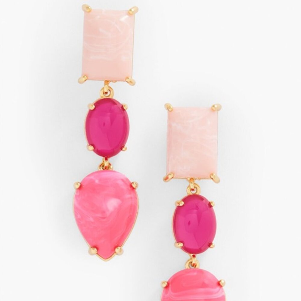 Talbots Pink Cabochon Drop Earrings